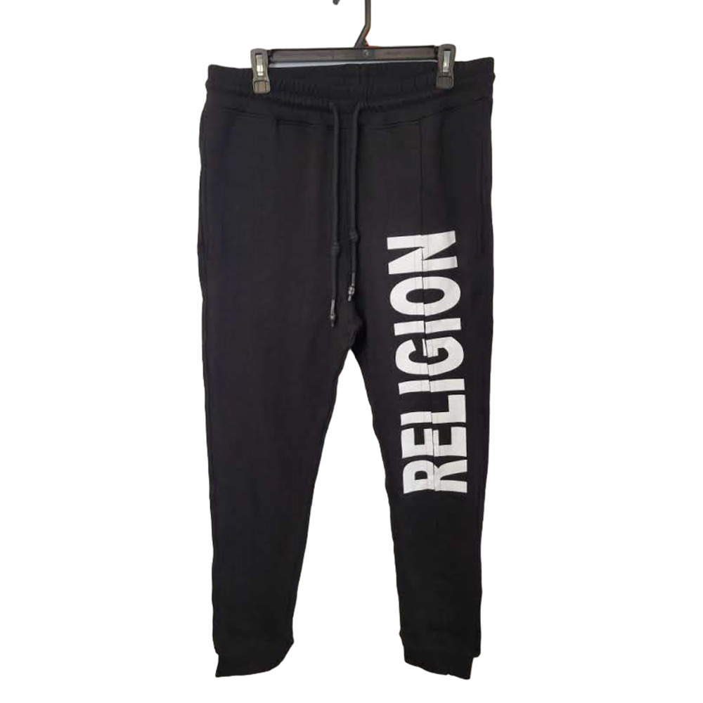 Religion Black Drawstring Logo Print French Terry Men's Sweatpants Size XL NWT